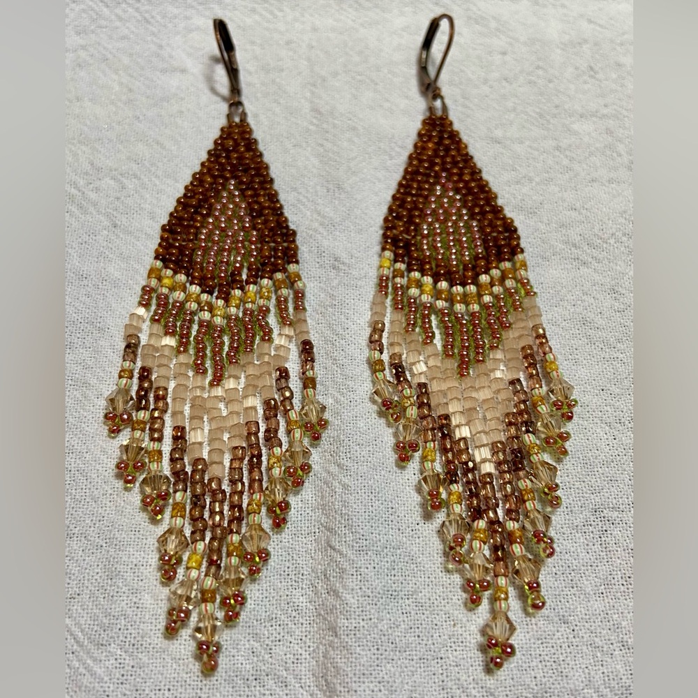 Earth Tones Teardrop Beaded Earrings